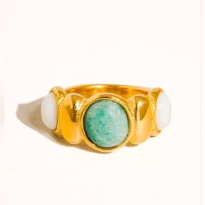 Flânerie Laurent Blue 18K Gold Non-Tarnish Natural Stone Ring, Size 7 & 8, NWT